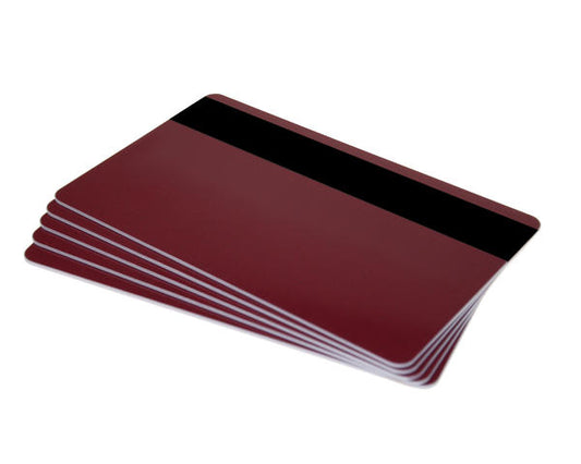 Burgundy 760 Micron Plastic Cards With Hi-Co Magnetic Stripe (Pack of 100)