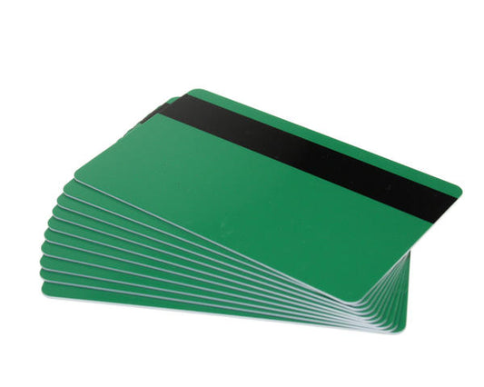 Green 760 Micron Plastic Cards With Hi-Co Magnetic Stripe (Pack of 100)
