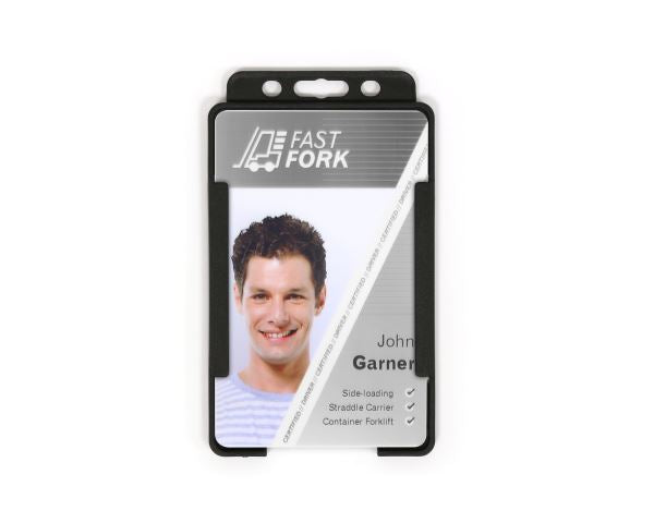 Black Single-Sided BIOBADGE Open Faced ID Card Holders - Portrait (Pack of 100)