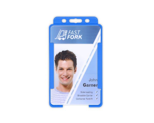 Light Blue Single-Sided BIOBADGE Open Faced ID Card Holders - Portrait (Pack of 100)