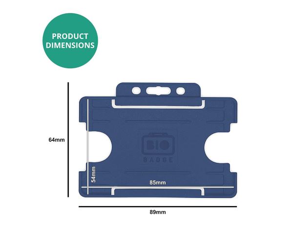 Dark Blue Single-Sided BIOBADGE Open Faced ID Card Holders - Landscape (Pack of 100)