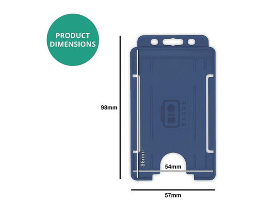 Dark Blue Single-Sided BIOBADGE Open Faced ID Card Holders - Portrait (Pack of 100)