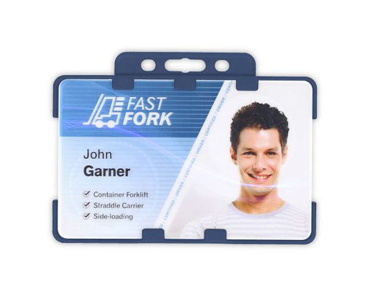 Dark Blue Dual-Sided BIOBADGE Open Faced ID Card Holders - Landscape (Pack of 100)