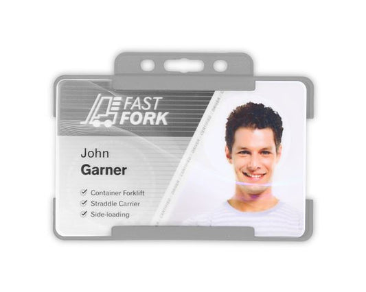 Grey Single-Sided BIOBADGE Open Faced ID Card Holders - Landscape (Pack of 100)
