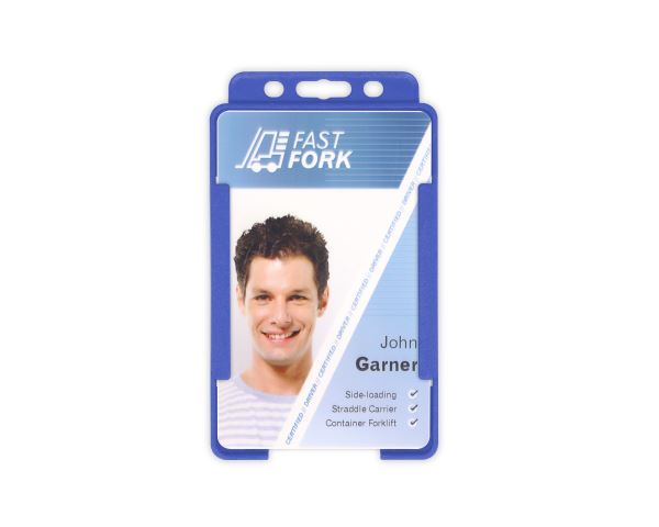 Mid Blue Single-Sided BIOBADGE Open Faced ID Card Holders - Portrait (Pack of 100)