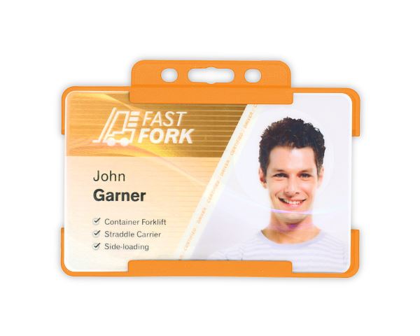 Orange Single-Sided BIOBADGE Open Faced ID Card Holders - Landscape (Pack of 100)