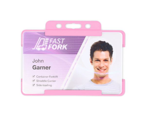Pink Single-Sided BIOBADGE Open Faced ID Card Holders - Landscape (Pack of 100)