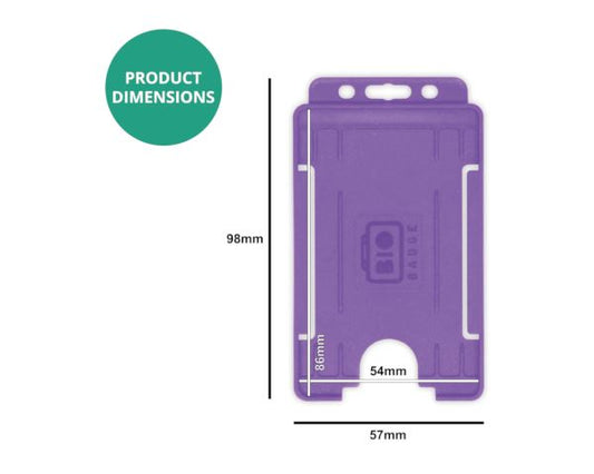 Purple Single-Sided BIOBADGE Open Faced ID Card Holders - Portrait (Pack of 100)