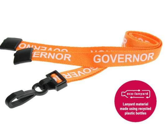 15mm Recycled Orange Governor Lanyards with Plastic J Clip (Pack of 100)