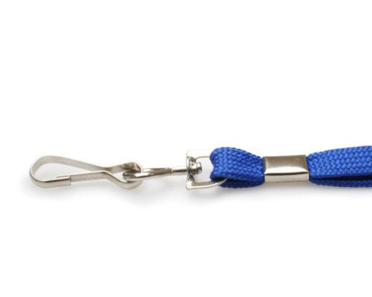 10mm Mid Blue Tubular Breakaway Lanyards with Metal J-Clip (Pack of 100)