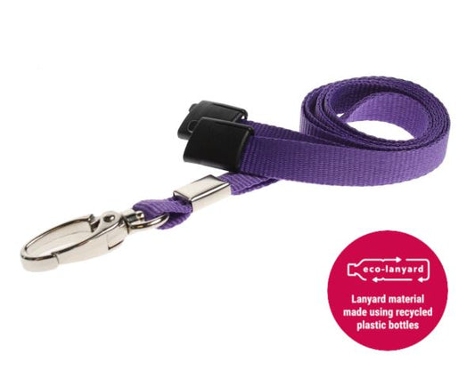 10mm Recycled Plain Purple Lanyards with Metal Lobster Clip (Pack of 100)