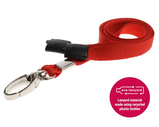 10mm Recycled Plain Red Lanyards with Metal Lobster Clip (Pack of 100)