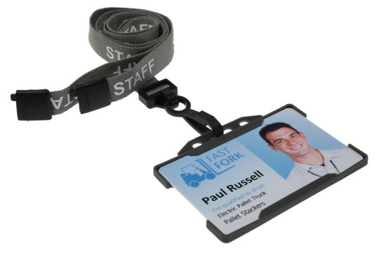 15mm Recycled Grey Staff Lanyards with Plastic J Clip (Pack of 100)