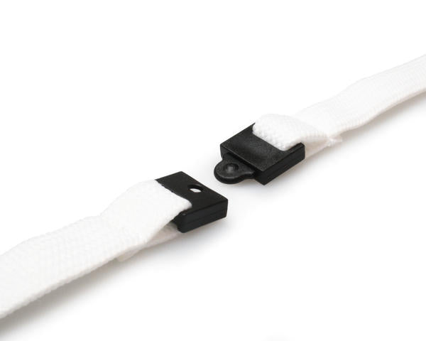 10mm White Tubular Breakaway Lanyards with Metal J-Clip (Pack of 100)