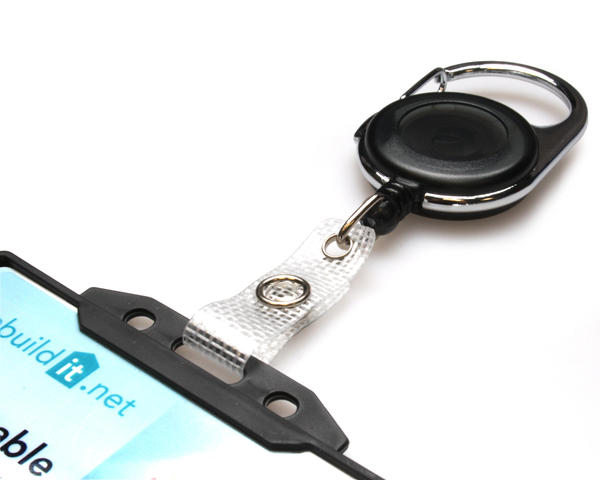 Black Carabiner ID Badge Reels with Strap Clip (Pack of 50)