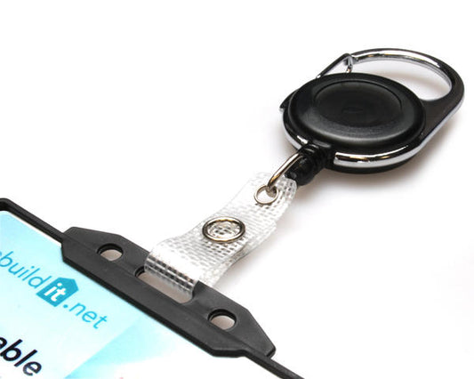 Black Carabiner ID Badge Reels with Strap Clip (Pack of 50)
