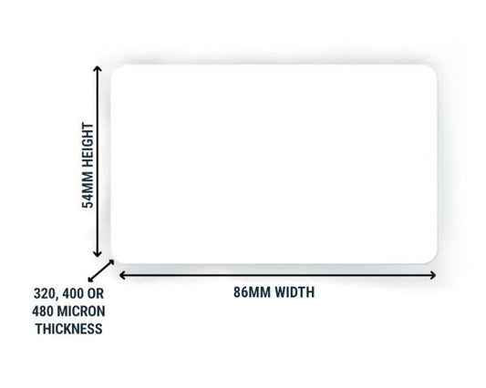 Blank White Self-Adhesive 400-Micron Plastic Cards (Pack of 100)