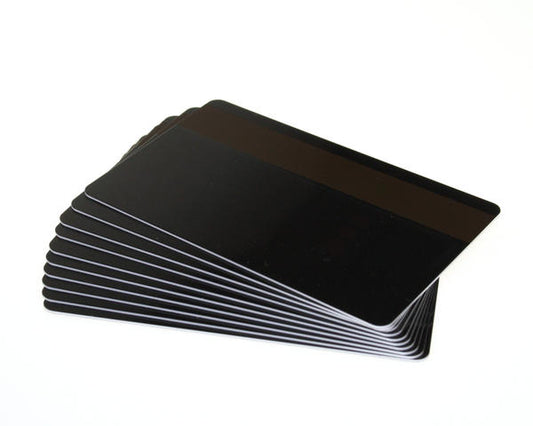 Black Gloss 760 Micron Plastic Cards With Hi-Co Magnetic Stripe (Pack of 100)