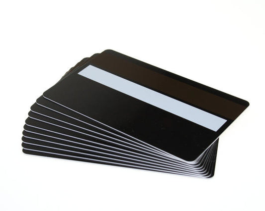 Black Gloss Premium 760 Micron Cards With Hi-Co Magnetic Stripe & Signature Strip Panel (Pack of 100)