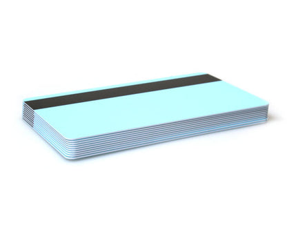 Light Blue 760 Micron Plastic Cards With Hi-Co Magnetic Stripe (Pack of 100)