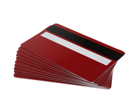 Red Premium 760 Micron Cards With Hi-Co Magnetic Stripe & Signature Strip Panel (Pack of 100)