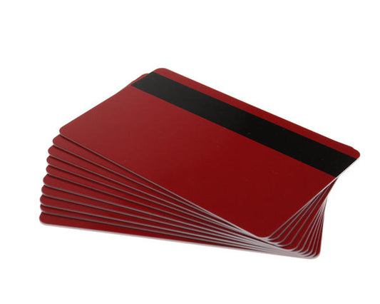 Red 760 Micron Plastic Cards With Hi-Co Magnetic Stripe (Pack of 100)