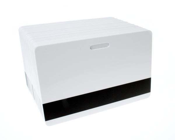 Blank White Plastic Cards With Magnetic Stripe & Punch Slot (Pack of 100)