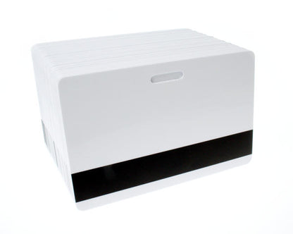 Blank White Plastic Cards With Magnetic Stripe & Punch Slot (Pack of 100)