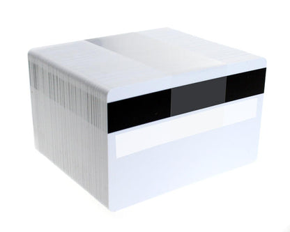 Blank White Plastic Cards with Lo-Co Mag & Sig (Pack of 100)