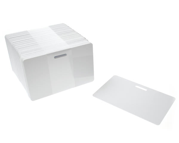 Blank White Slot Punched Plastic Cards (Pack of 100)