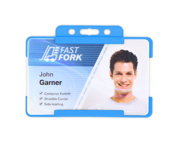 Light Blue Single-Sided BIOBADGE Open Faced ID Card Holders - Landscape (Pack of 100)