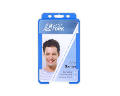Light Blue Single-Sided BIOBADGE Open Faced ID Card Holders - Portrait (Pack of 100)