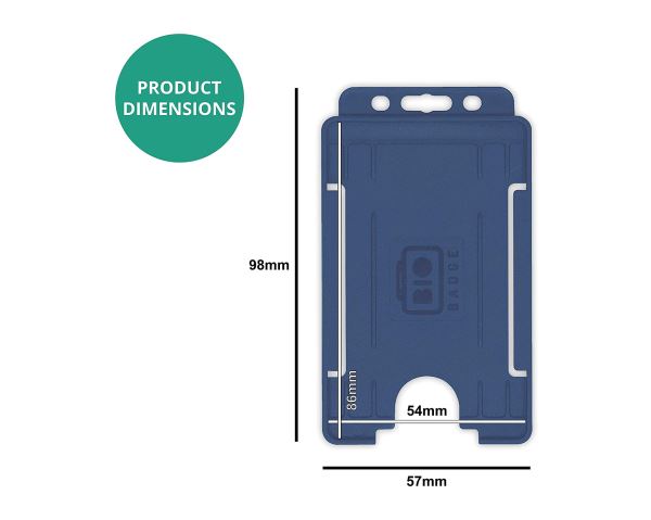 Dark Blue Single-Sided BIOBADGE Open Faced ID Card Holders - Portrait (Pack of 100)