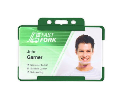Dark Green Single-Sided BIOBADGE Open Faced ID Card Holders - Landscape (Pack of 100)