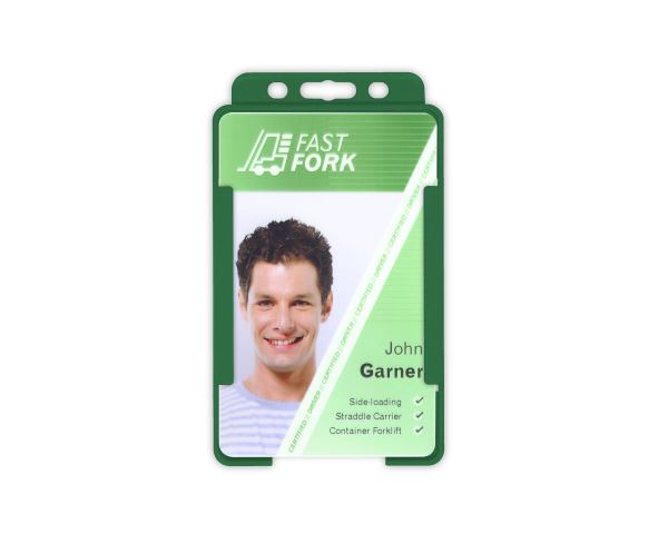 Dark Green Single-Sided BIOBADGE Open Faced ID Card Holders - Portrait (Pack of 100)