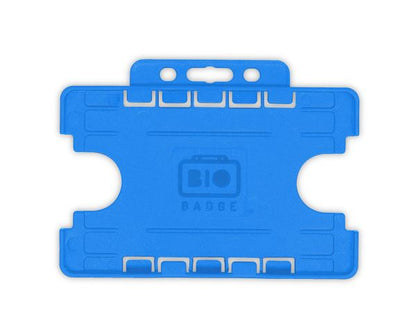 Light Blue Dual-Sided BIOBADGE Open Faced ID Card Holders - Landscape (Pack of 100)