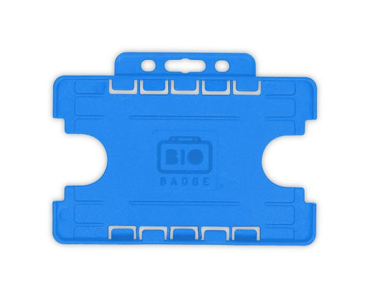 Light Blue Dual-Sided BIOBADGE Open Faced ID Card Holders - Landscape (Pack of 100)