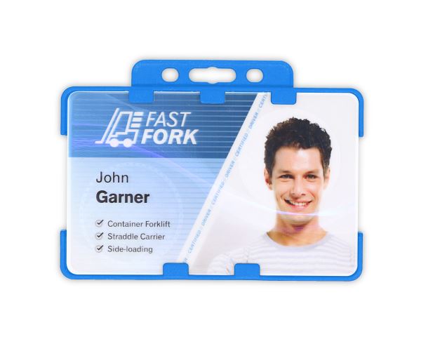 Light Blue Dual-Sided BIOBADGE Open Faced ID Card Holders - Landscape (Pack of 100)