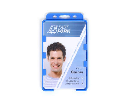 Light Blue Dual-Sided BIOBADGE Open Faced ID Card Holders - Portrait (Pack of 100)