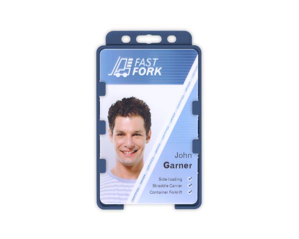 Dark Blue Dual-Sided BIOBADGE Open Faced ID Card Holders - Portrait (Pack of 100)