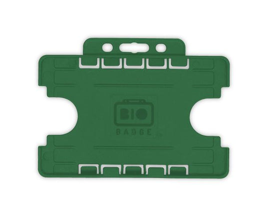 Dark Green Dual-Sided BIOBADGE Open Faced ID Card Holders - Landscape (Pack of 100)