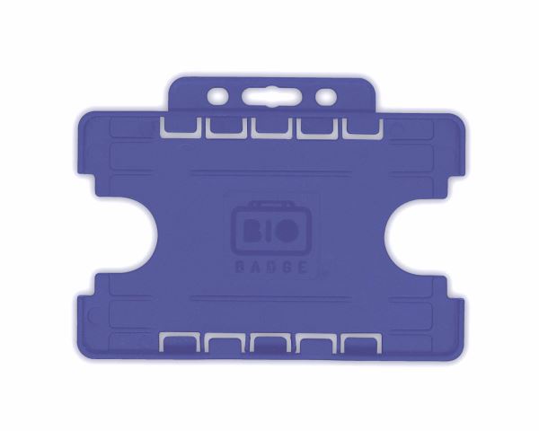 Mid Blue Dual-Sided BIOBADGE Open Faced ID Card Holders - Landscape (Pack of 100)