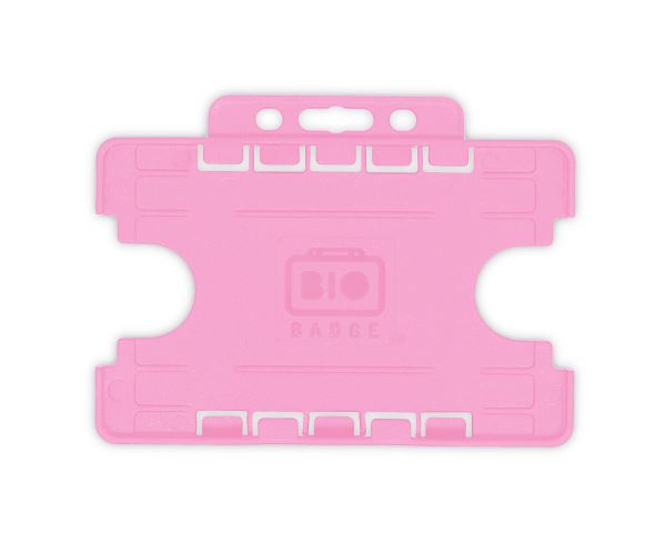 Pink Dual-Sided BIOBADGE Open Faced ID Card Holders - Landscape (Pack of 100)