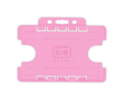 Pink Dual-Sided BIOBADGE Open Faced ID Card Holders - Landscape (Pack of 100)