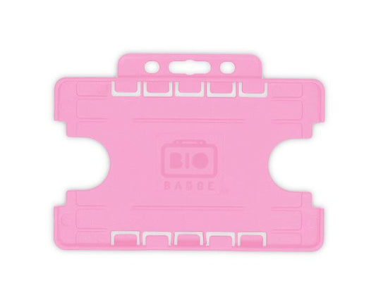 Pink Dual-Sided BIOBADGE Open Faced ID Card Holders - Landscape (Pack of 100)
