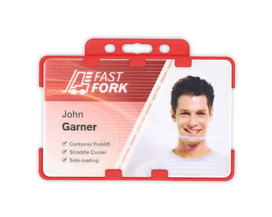 Red Dual-Sided BIOBADGE Open Faced ID Card Holders - Landscape (Pack of 100)