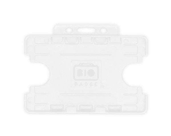 White Dual-Sided BIOBADGE Open Faced ID Card Holders - Landscape (Pack of 100)