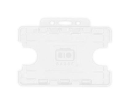 White Dual-Sided BIOBADGE Open Faced ID Card Holders - Landscape (Pack of 100)