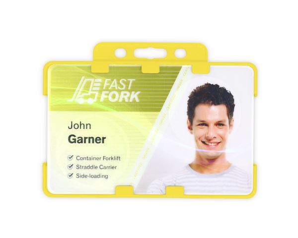 Yellow Dual-Sided BIOBADGE Open Faced ID Card Holders - Landscape (Pack of 100)