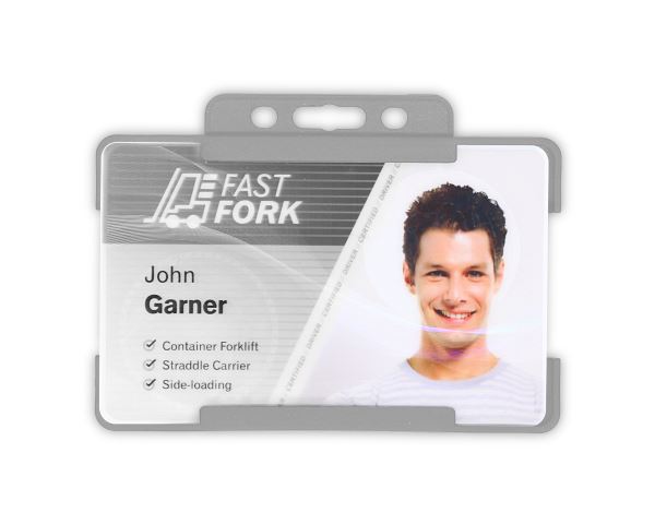 Grey Single-Sided BIOBADGE Open Faced ID Card Holders - Landscape (Pack of 100)